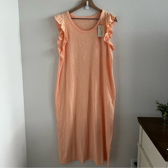 NWT Universal Thread Cotton Ruffle Sleeve Dress “Coral”  Orange XL - Picture 1 of 11